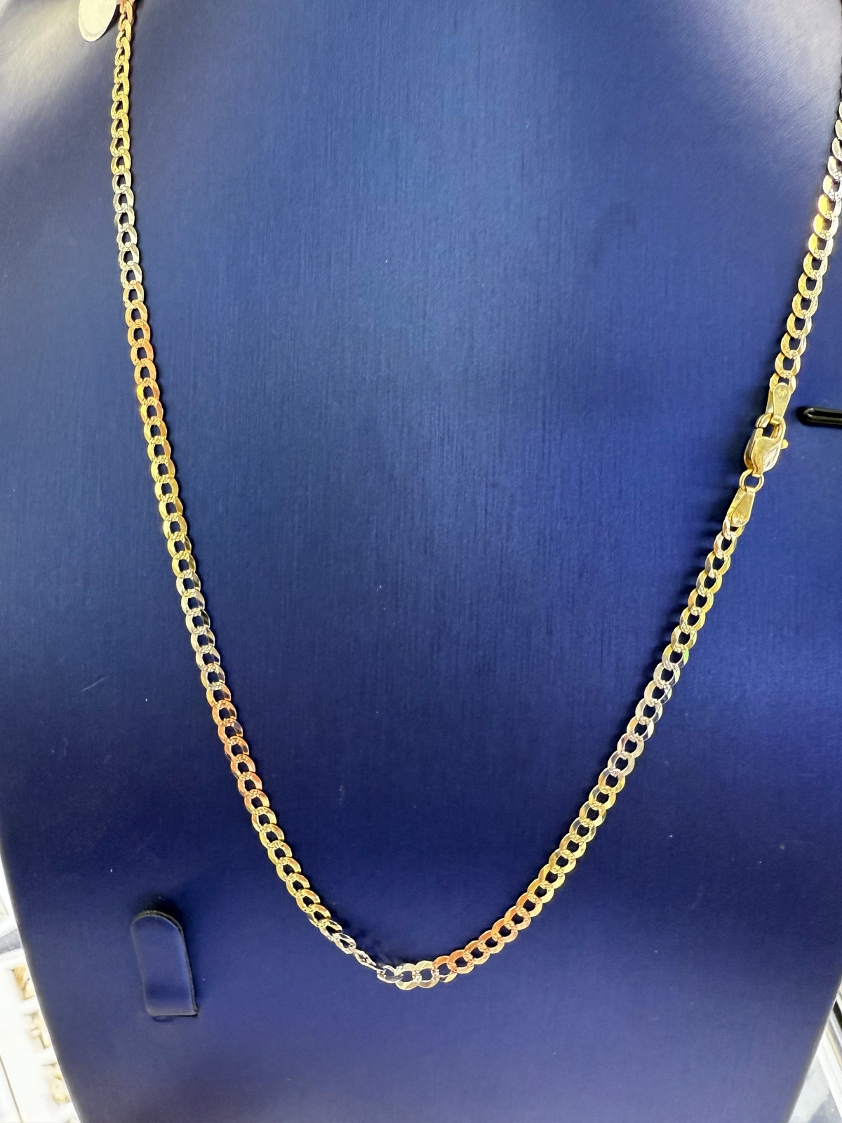 14k necklace 3 color Cuban style  20”