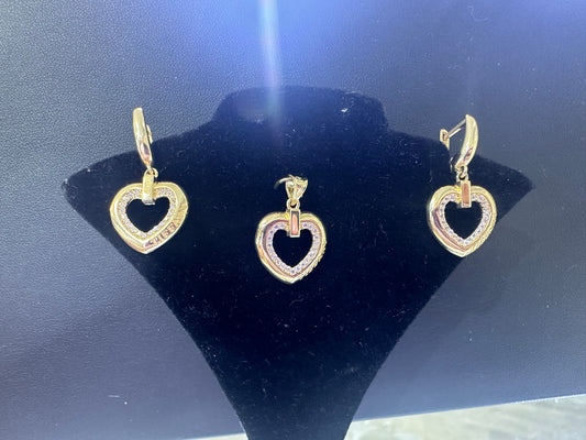 14k earring and pendant set heart