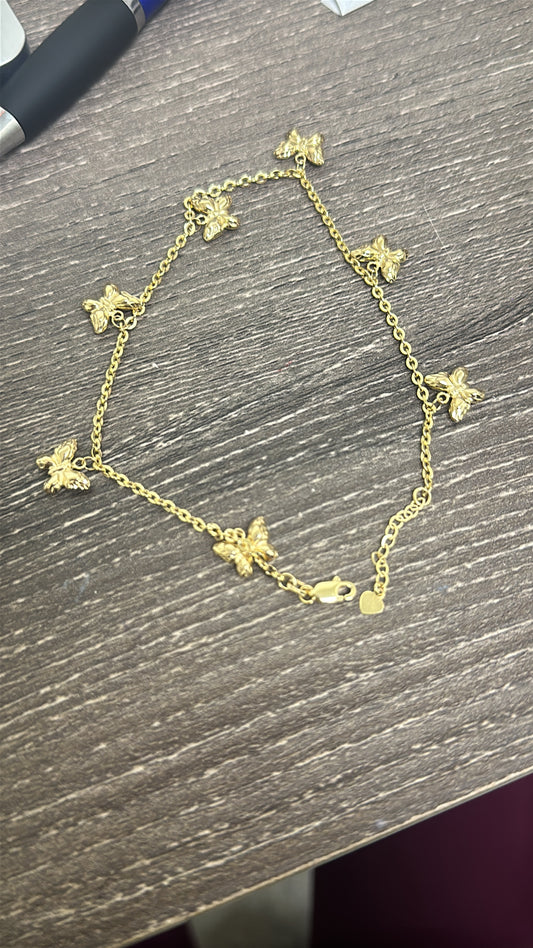 14k Anklet With Butterflies