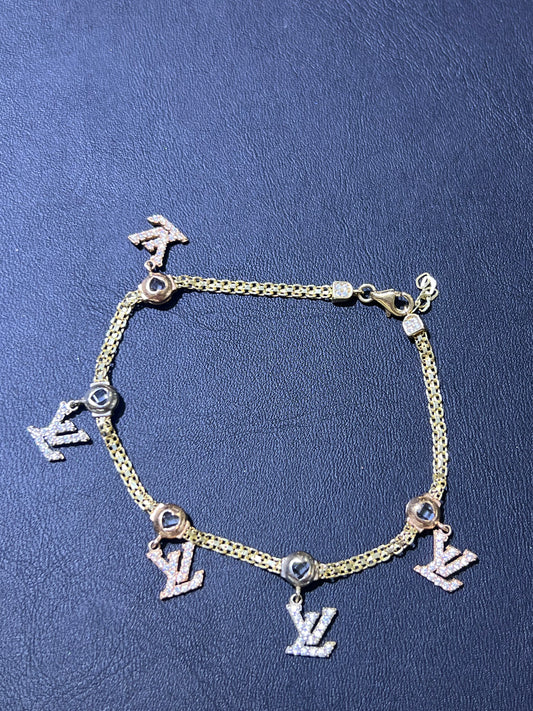 14k Dangle charm bracelet