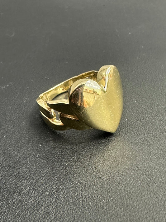 14k ring heart chain style anillo de corazon 3.9g engraving