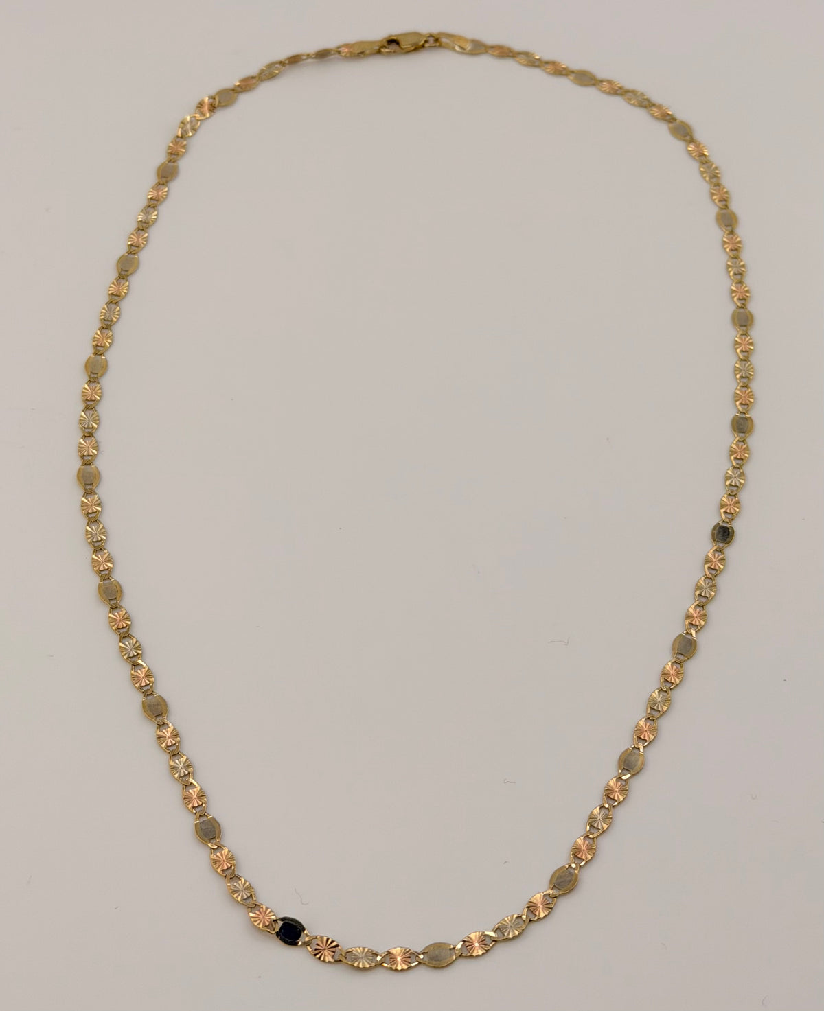 14k necklace valentino with mirror's tricolor with lobster 20"