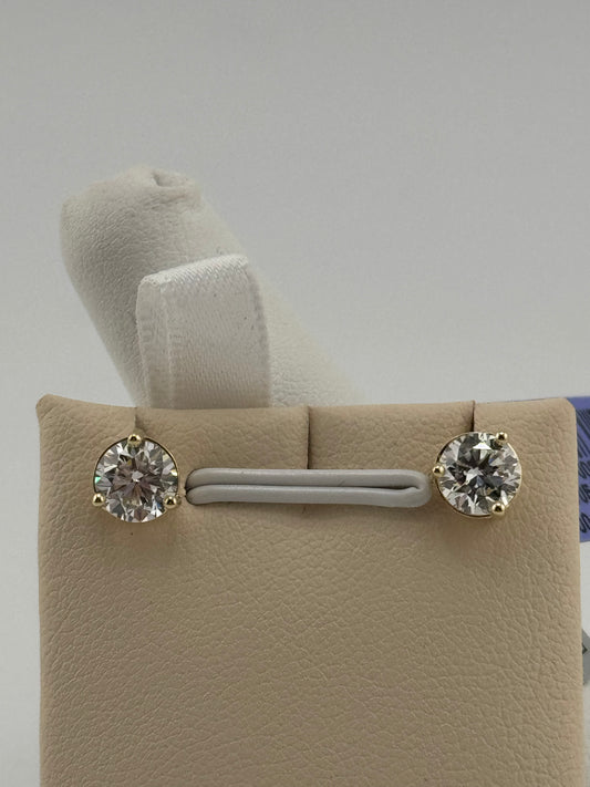 14k Round diamond earring