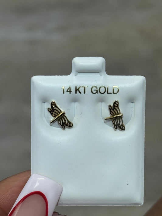 14k Dragonfly Earrings