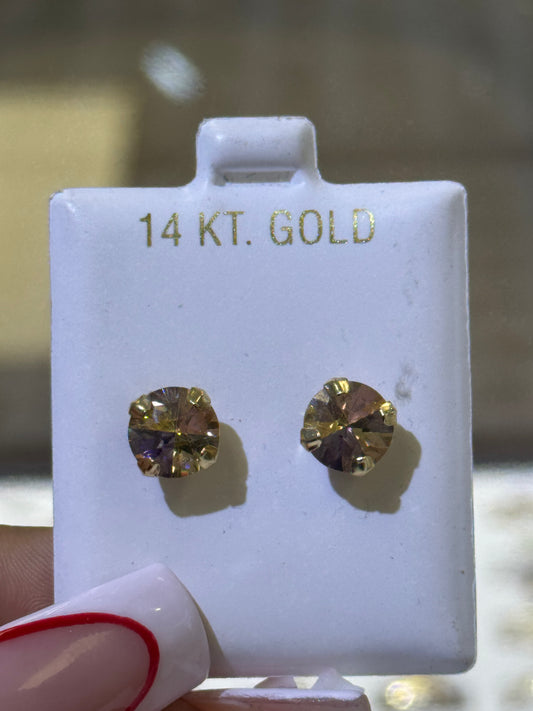 14k Multicolor stone earrings