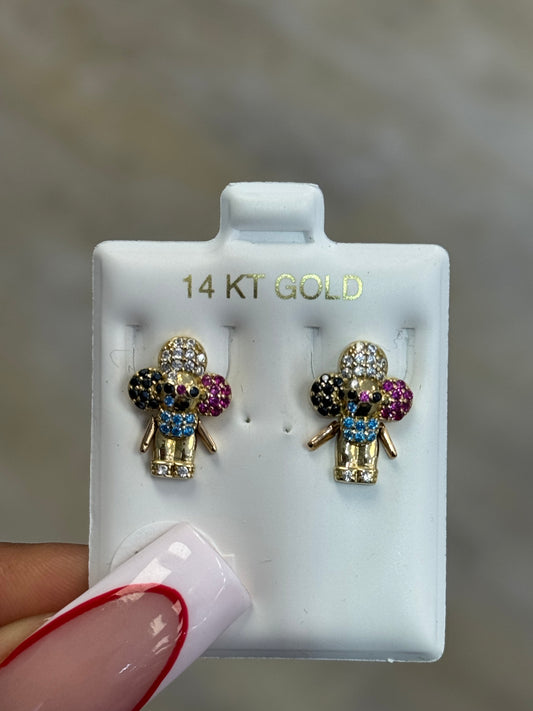 14k Multicolor toy earring