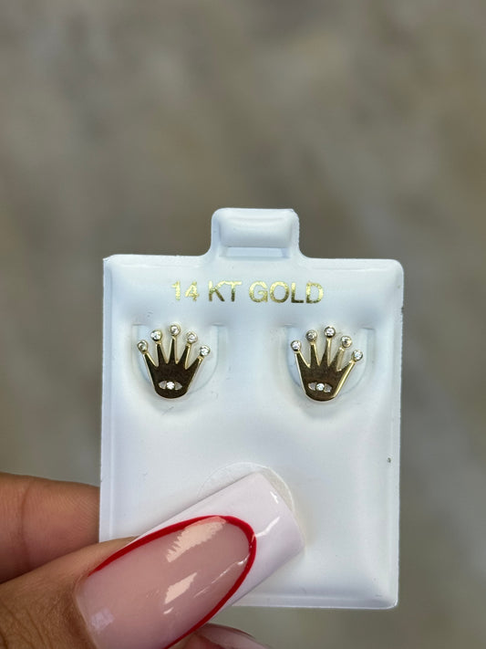 14k Crown earrings