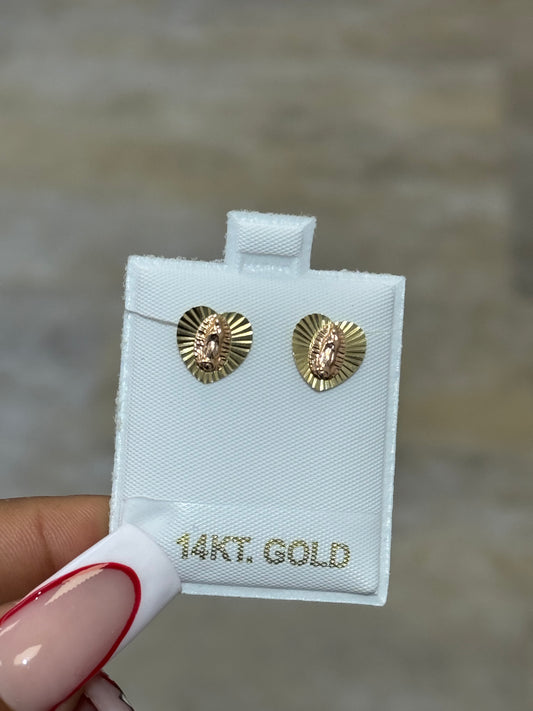 14k Religious Heart Earrings