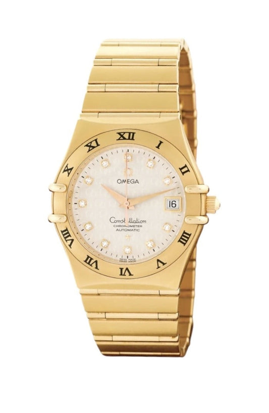 Omega Constellation 35mm 18k Yellow Gold Silver Diamond Dial Gold Watch 1104.35.00
