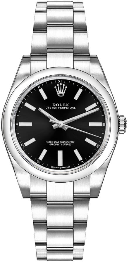 Rolex Oyster Perpetual 34mm Black Dial Oyster Stainless Steel Watch 124200