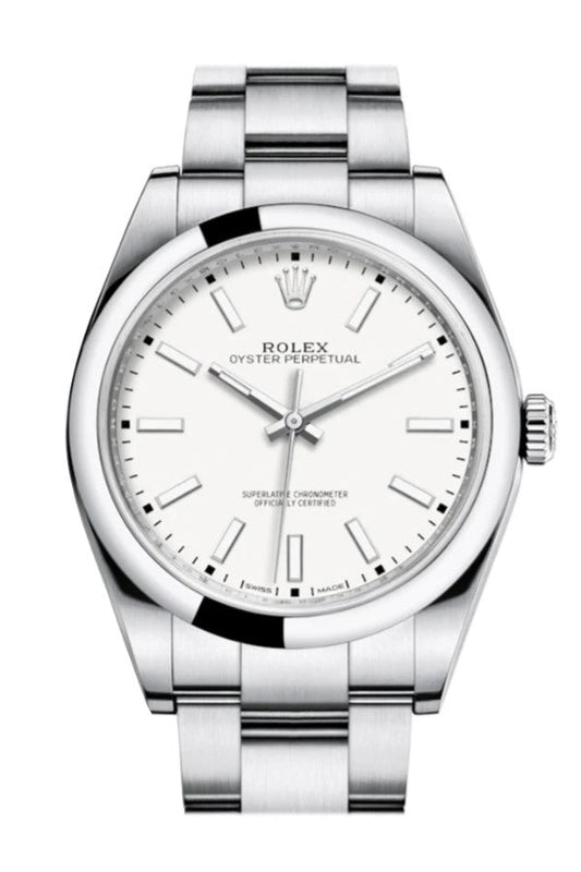 Rolex Oyster Perpetual 39mm Silver Dial Smooth Bezel Oyster Stainless Steel Watch 114300