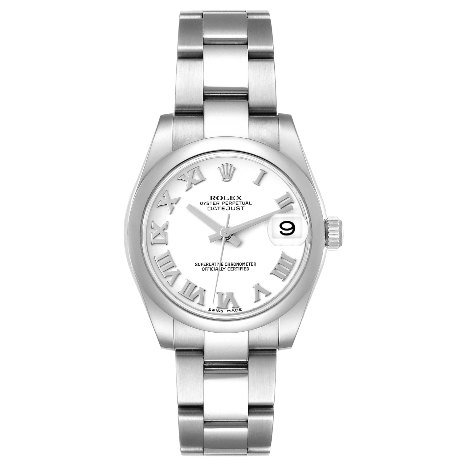 Rolex Datejust 31mm Stainless Steel White Roman Dial Oyster Watch 178240