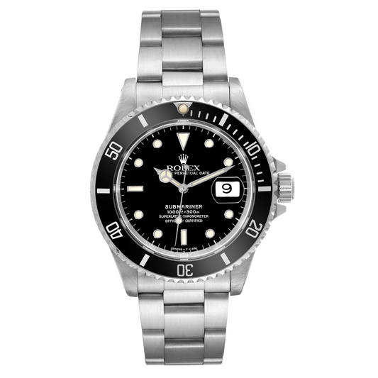 Rolex Submariner 40mm Date Black Dial & Bezel Stainless Steel Watch 16610